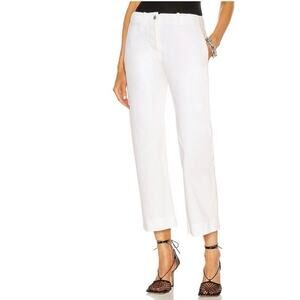 NILI LOTAN 100% Cotton White Crop Tomboy Pants Size 4 Button Fly